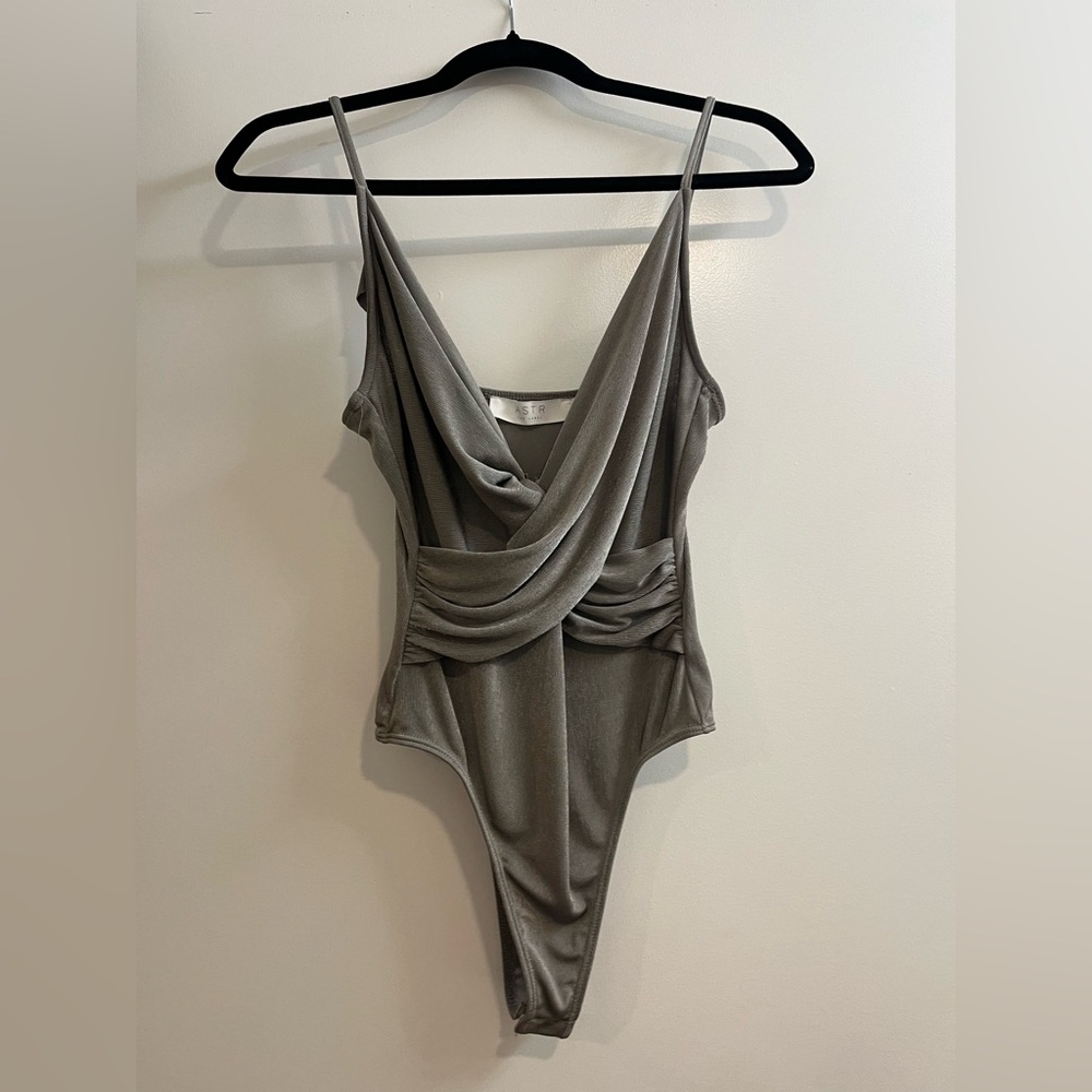 ASTR the Label Charcoal Draped Bodysuit
